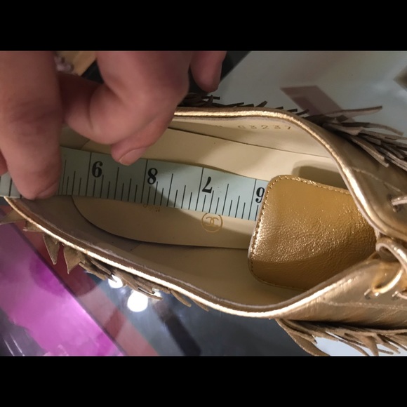 **SOLD**NWT CHANEL Gold Metallic Lace-up Oxfords - Picture 7 of 9